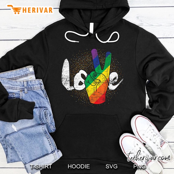 Love Peace Sign Hand Lgbt Pride Version Hoodie