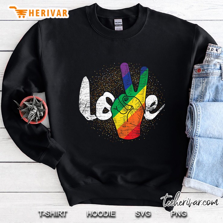 Love Peace Sign Hand Lgbt Pride Version Sweatshirt