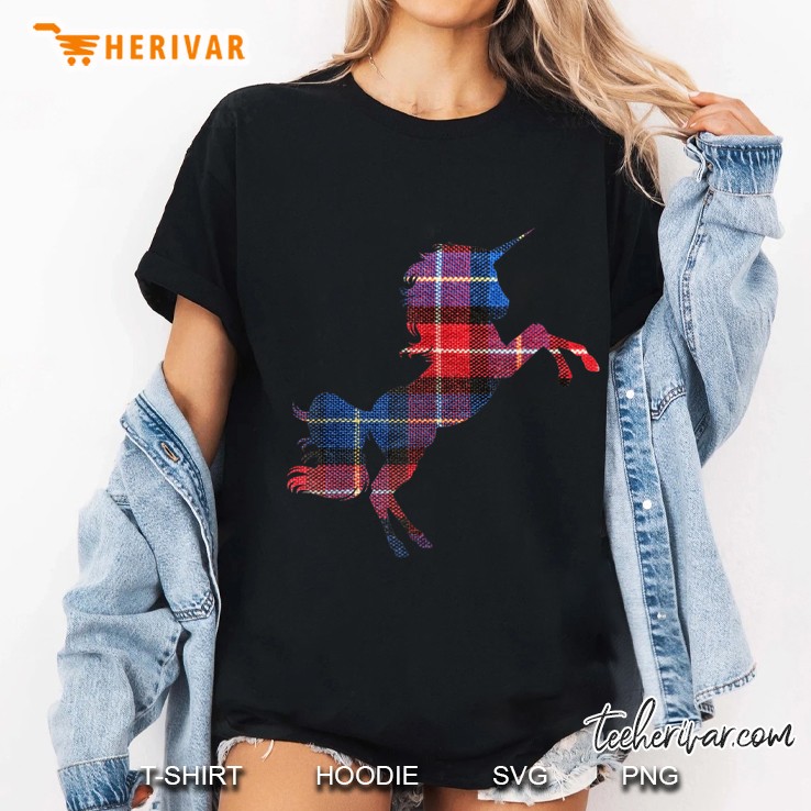 Unicorn Silhouette Plaid Version Ladies Tee