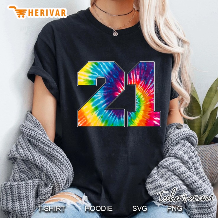 21st Birthday Party Number 21 Tie Dye Ladies Tee