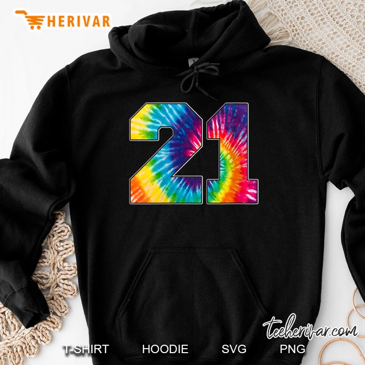 21st Birthday Party Number 21 Tie Dye Hoodie