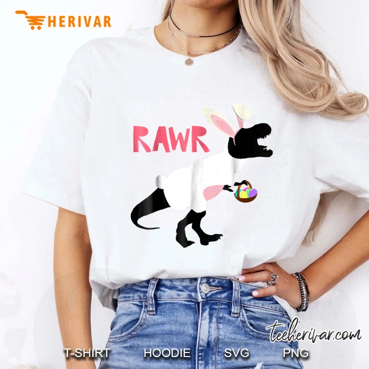 Rawr T Rex Dinosaur Easter Day Bunny Ladies Tee