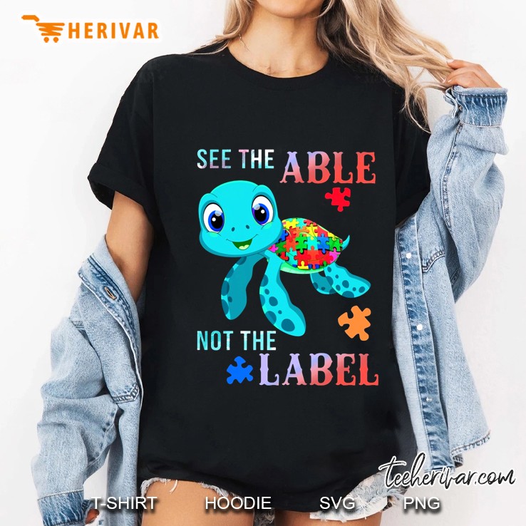 See The Able Not The Label Cute Turtle Puzzle Version Ladies Tee
