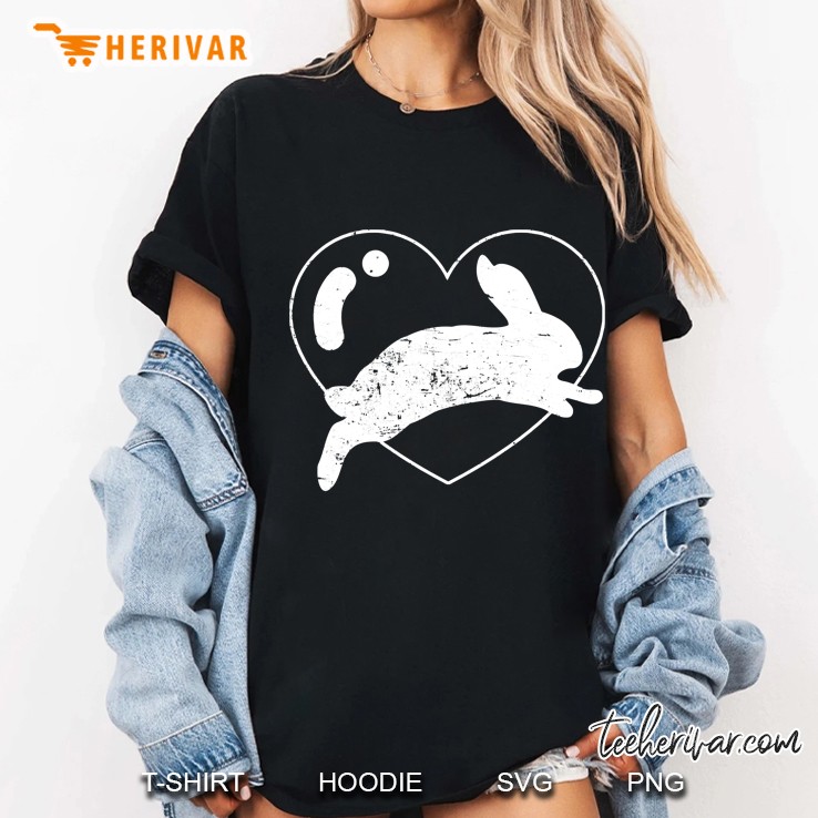 Bunny Silhouette And Heart Ladies Tee