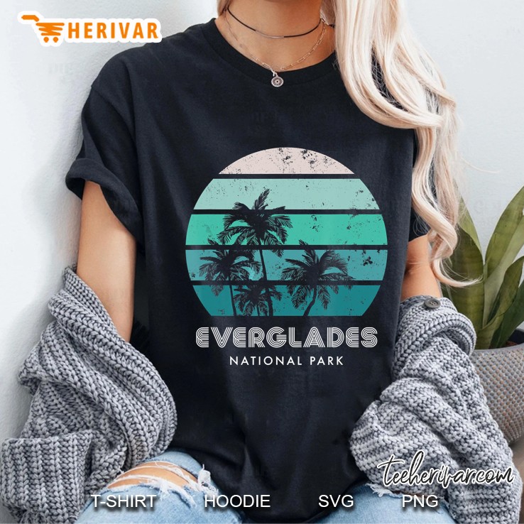 Everglades National Park Palm Trees Silhouette Vintage Version Ladies Tee