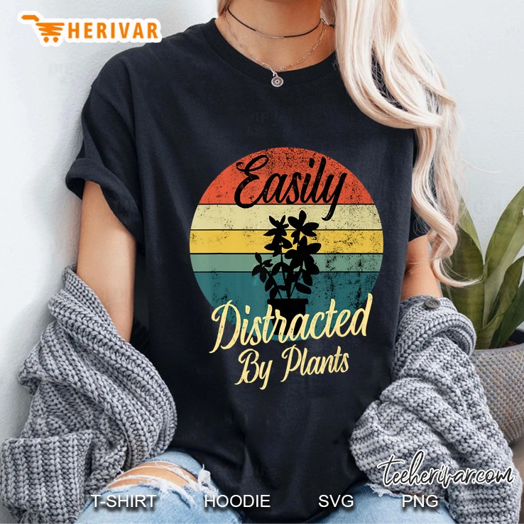 Easily Distracted By Plants Plant Silhouette Vintage Version Ladies Tee
