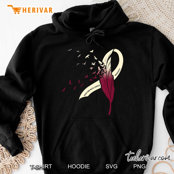 Head And Neck Cancer Awareness Feather Ribbon Version Hoodie