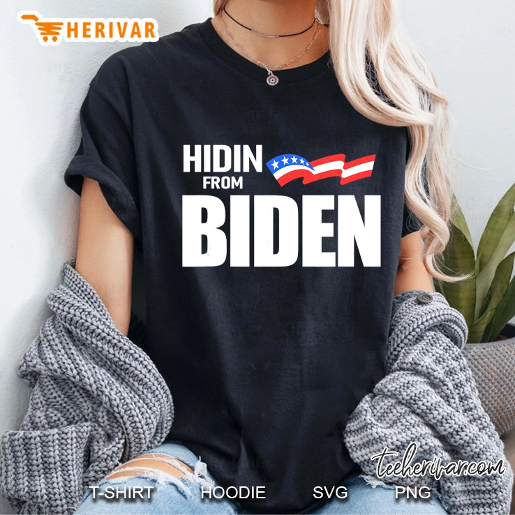 Hidin From Biden American Flag Version Ladies Tee