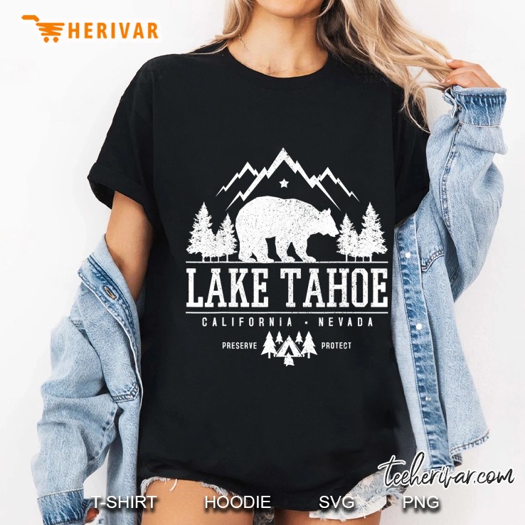Lake Tahoe California Nevada Preserve Protect Bear Silhouette Version Ladies Tee