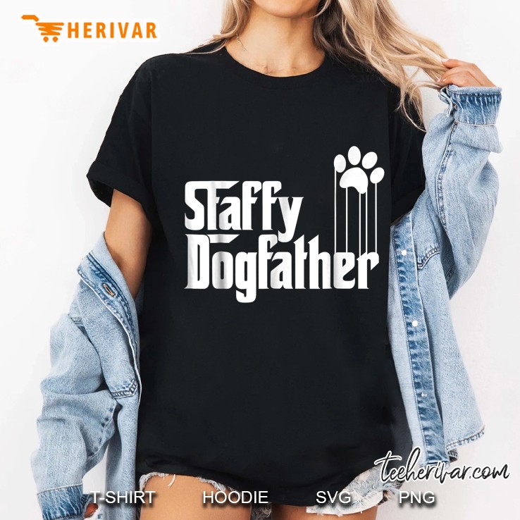 Staffy Dogfather Dog Paw Print Version Ladies Tee