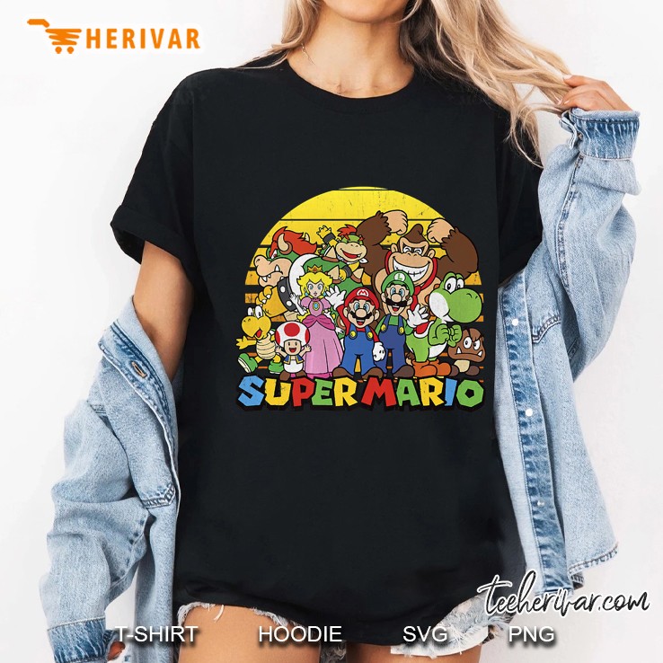 Super Mario Group Portrait Vintage Version Ladies Tee