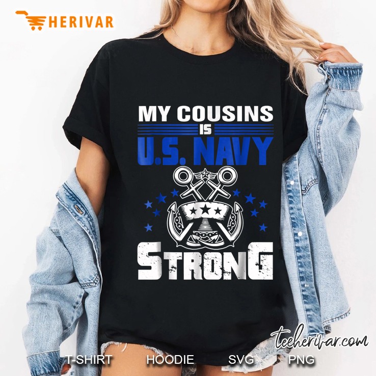 My Cousin Is Us Navy Strong Anchor Version Ladies Tee