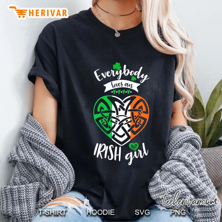 Everybody Loves An Irish Girl Irish Flag Heart Version Ladies Tee