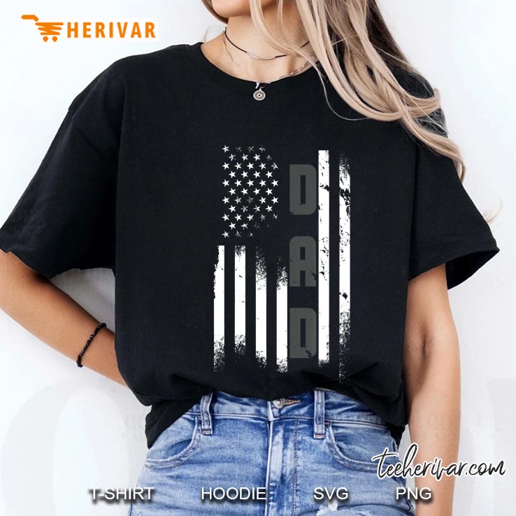 Dad Silver Line American Flag Version Ladies Tee