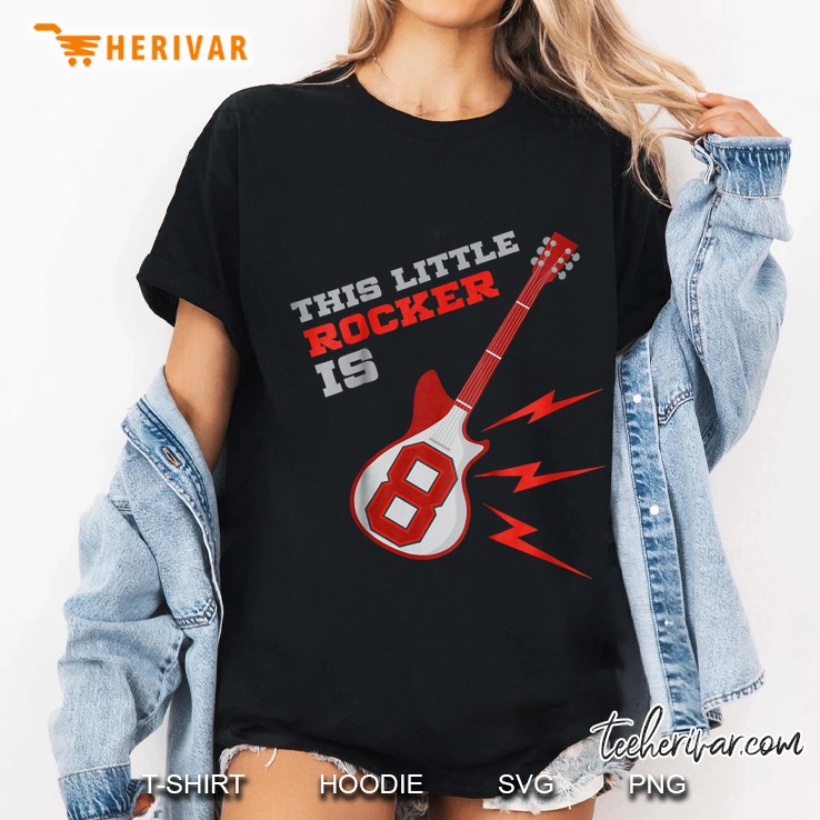 This Little Rocker Is 8 Rock Guitar Version Ladies Tee