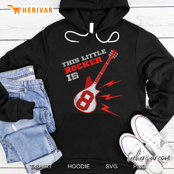 This Little Rocker Is 8 Rock Guitar Version Hoodie