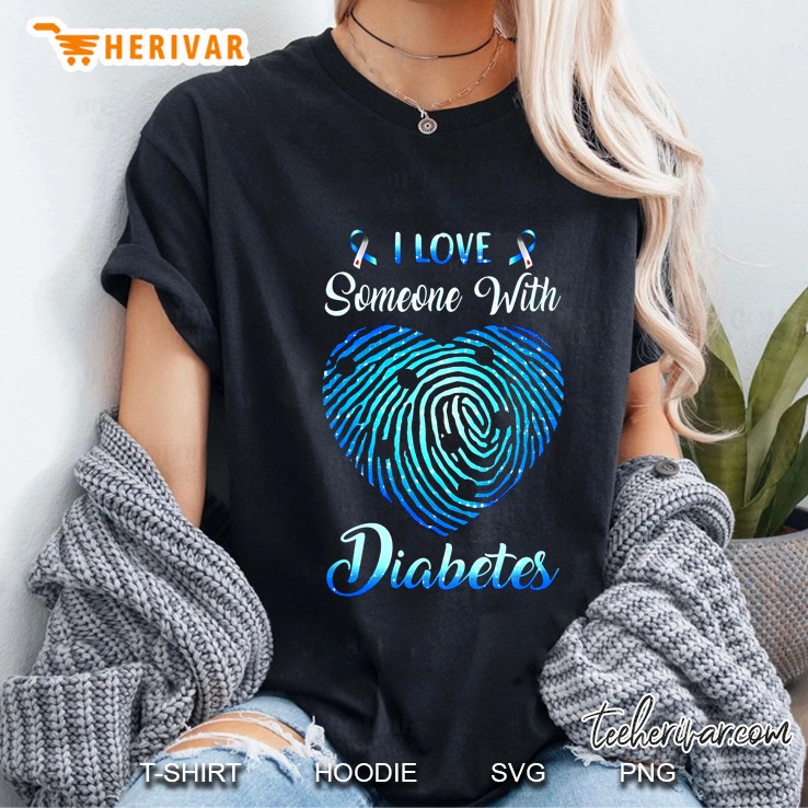 I Love Someone With Diabetes Fingerprint Heart Version Ladies Tee