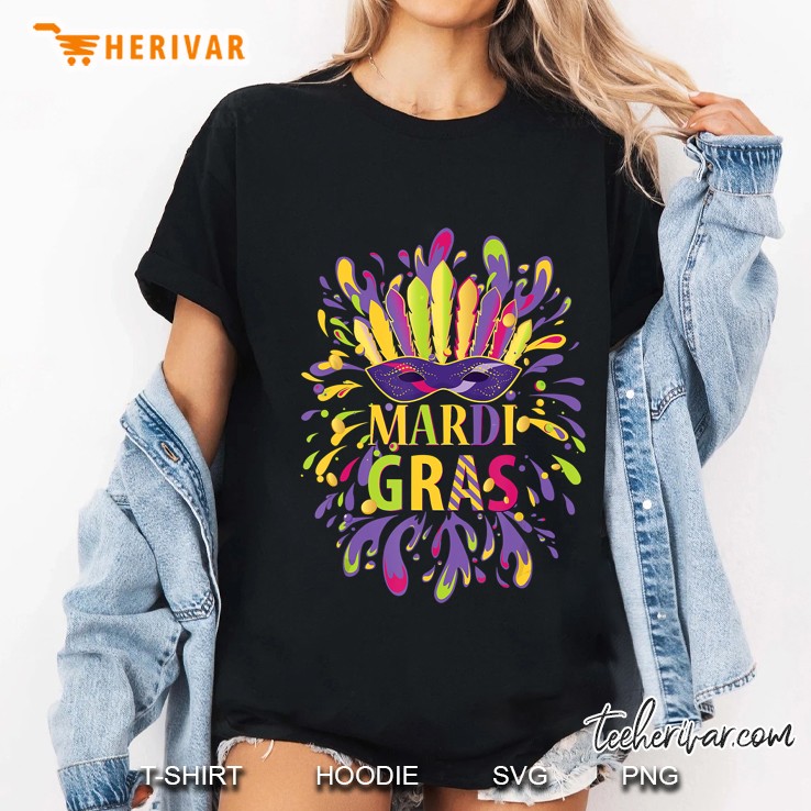 Mardi Gras Colorful Mask Version Ladies Tee