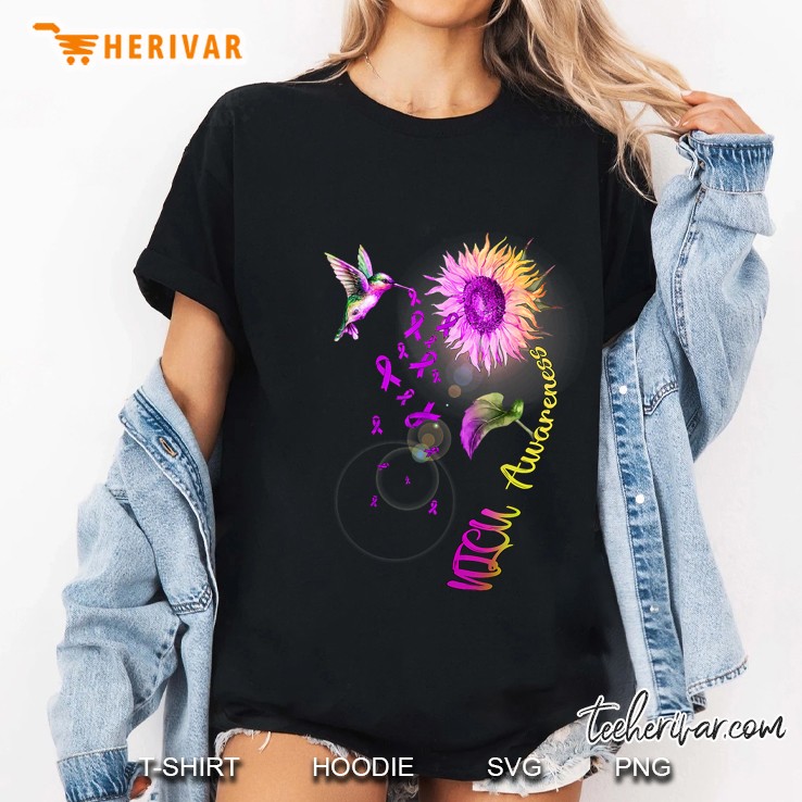 Nicu Awareness Sunflower Hummingbird And Purple Ribbon Version Ladies Tee