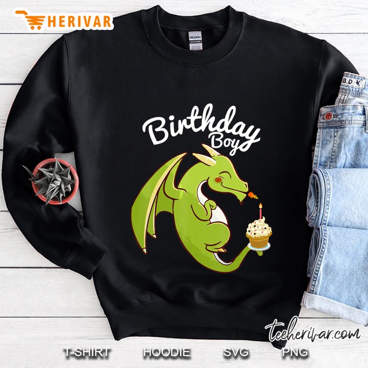Birthday Boy Dragon Cupcake Candle Fire Sweatshirt