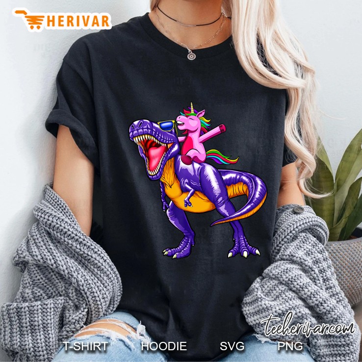Dinosaur Unicorn Riding T-Rex Ladies Tee