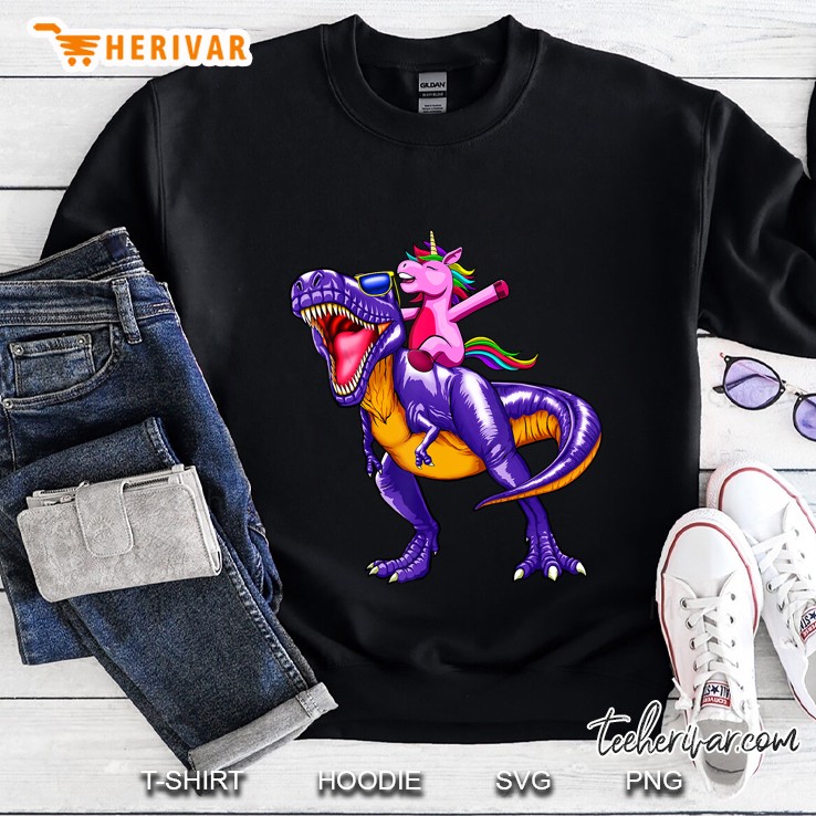 Dinosaur Unicorn Riding T-Rex Sweatshirt