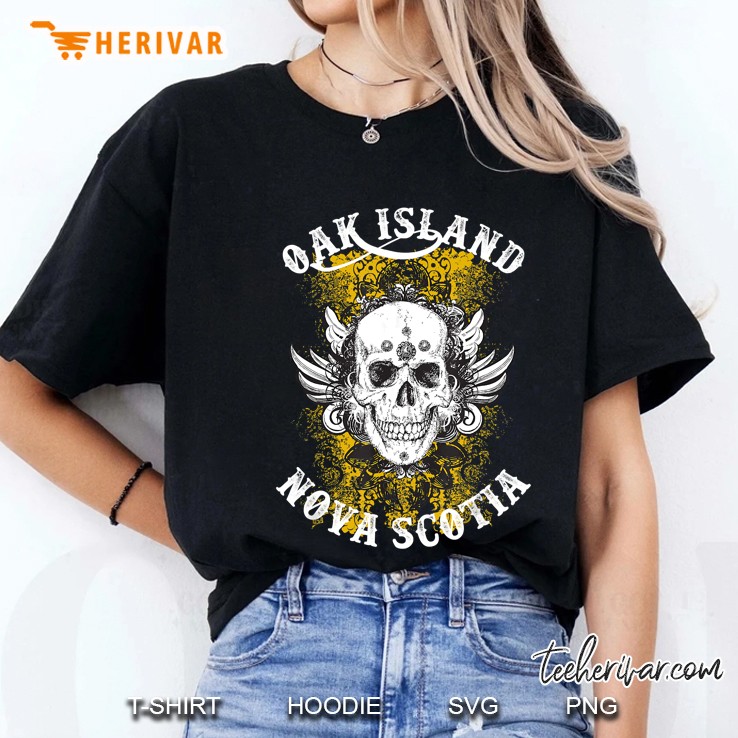Oak Island Nova Scotia Grinning Skull Ladies Tee