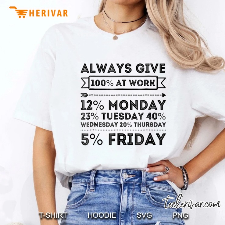 Always Give 100% At Work White Version Ladies Tee