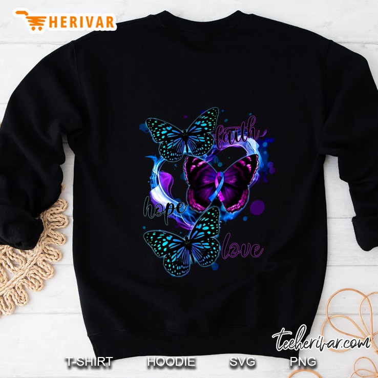 Faith Hope Love Blue And Purple Ribbon Butterflies Version Sweatshirt