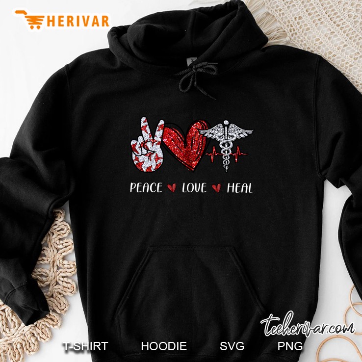 Peace Love Heal Peace Sign Hand Heart And Caduceus Version Hoodie