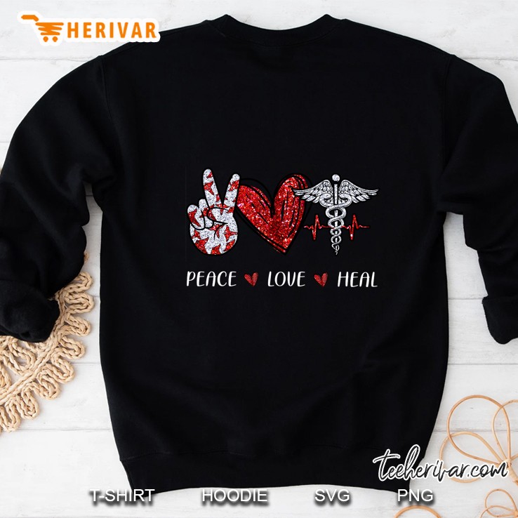 Peace Love Heal Peace Sign Hand Heart And Caduceus Version Sweatshirt