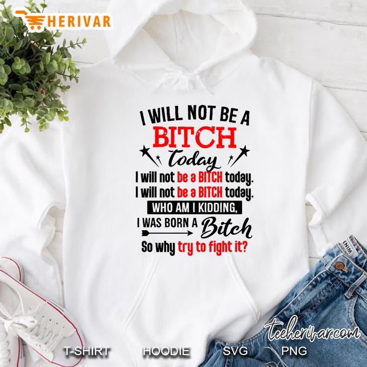 I Will Not Be A Bitch Today I Will Not Be A Bitch Today Who Am I Kidding Hoodie