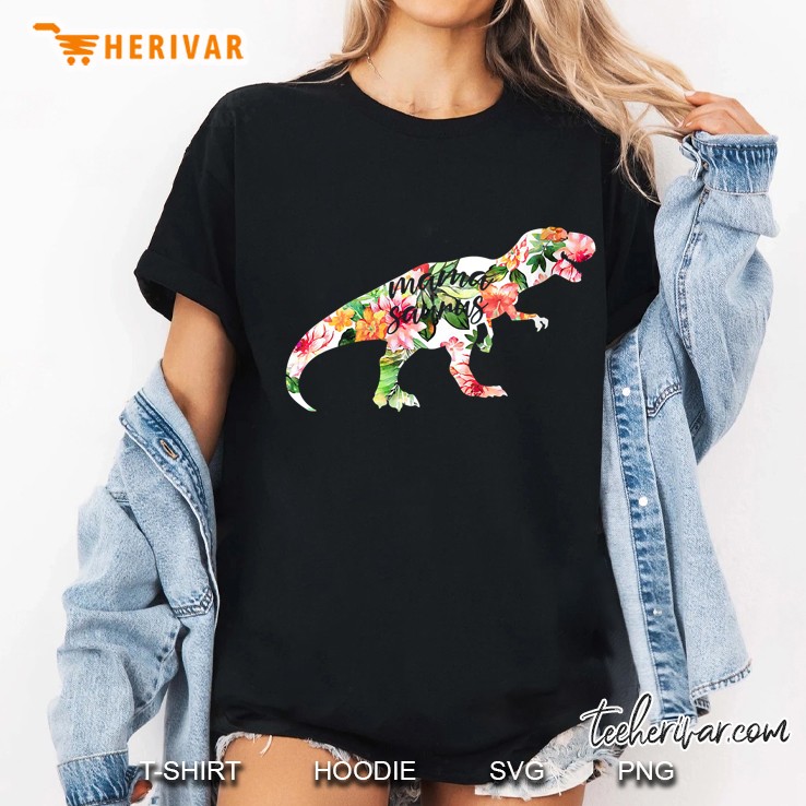 Mamasaurus T Rex Silhouette Floral Version Ladies Tee