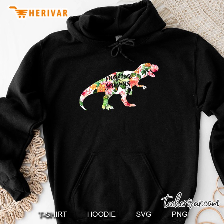 Mamasaurus T Rex Silhouette Floral Version Hoodie