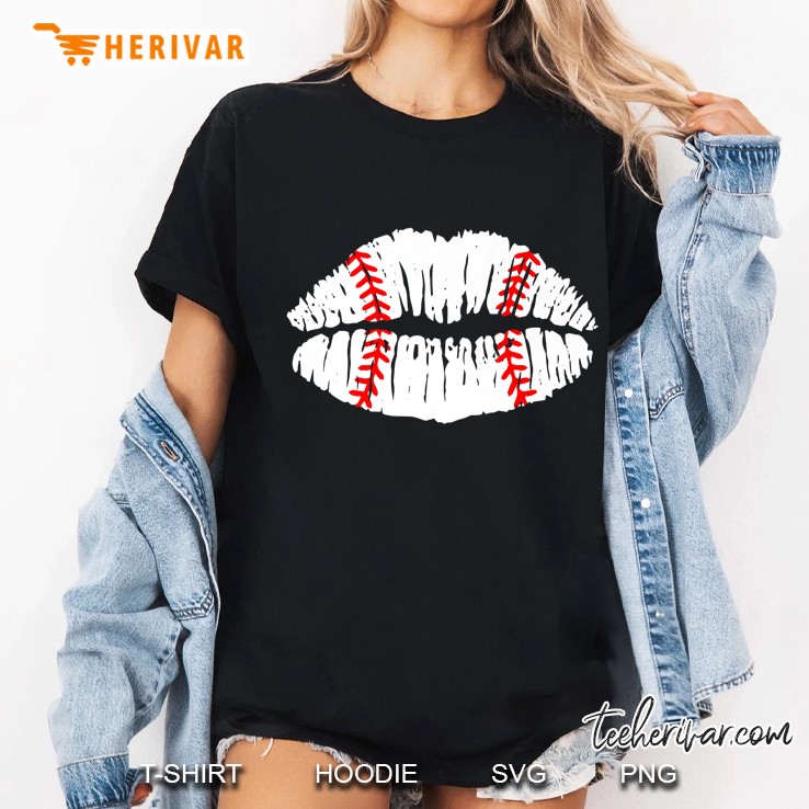 Baseball Kiss Lips Ladies Tee