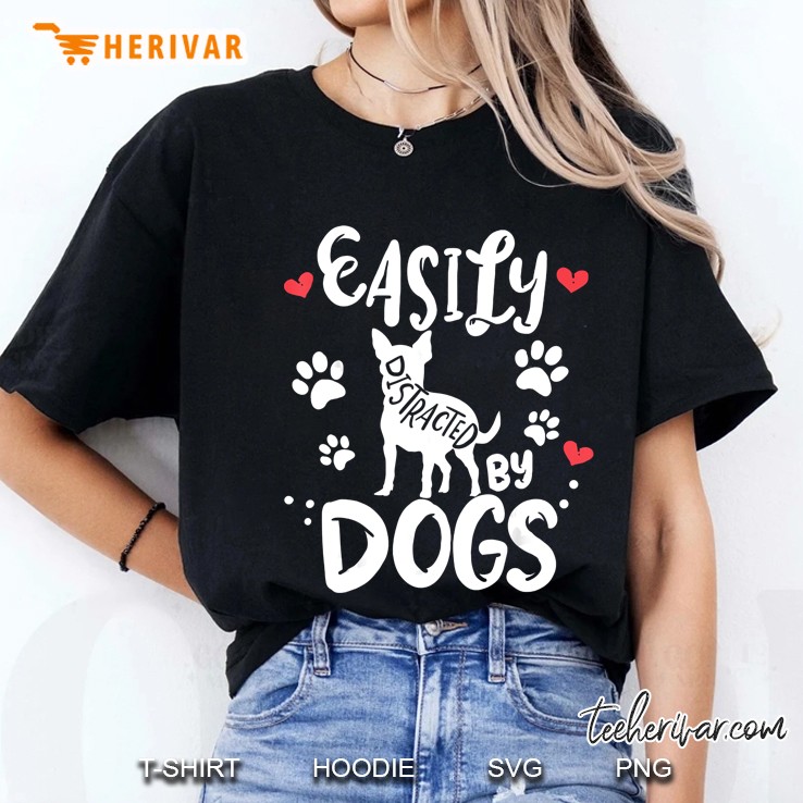 Easily Distracted By Dogs Chihuahua Silhouette Version Ladies Tee
