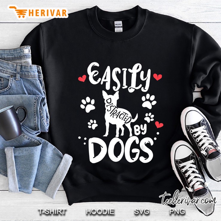 Easily Distracted By Dogs Chihuahua Silhouette Version Sweatshirt