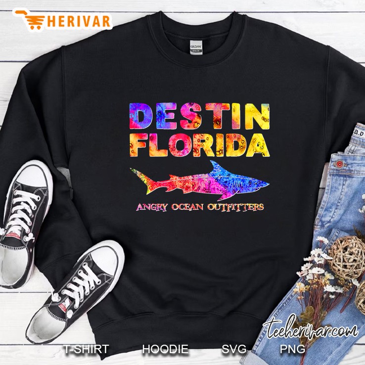 Destin Florida Angry Ocean Outfitters Rainbow Shark Version Sweatshirt