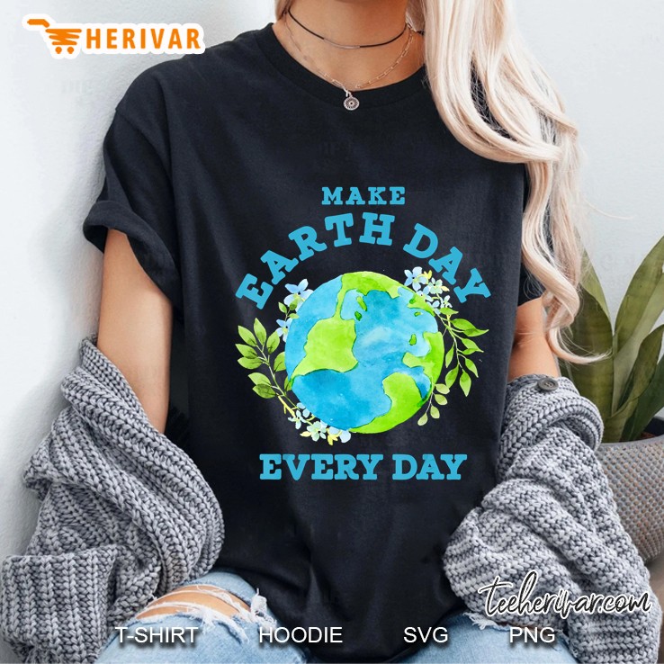 Make Earth Day Everyday Earth Floral Version Ladies Tee
