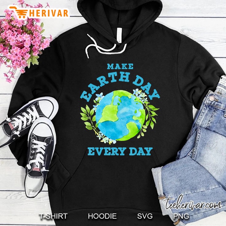 Make Earth Day Everyday Earth Floral Version Hoodie