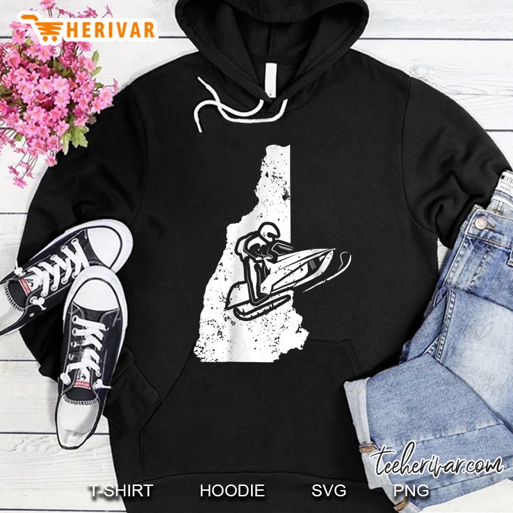 New Hampshire Snowmobile Rider And New Hampshire Map Grunge Version Hoodie