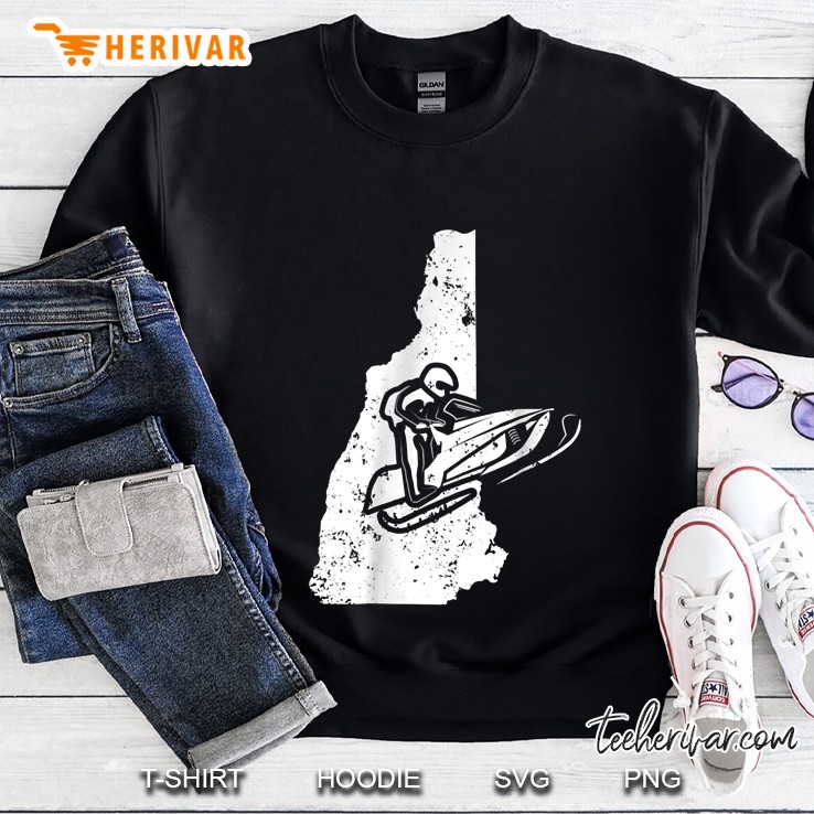 New Hampshire Snowmobile Rider And New Hampshire Map Grunge Version Sweatshirt