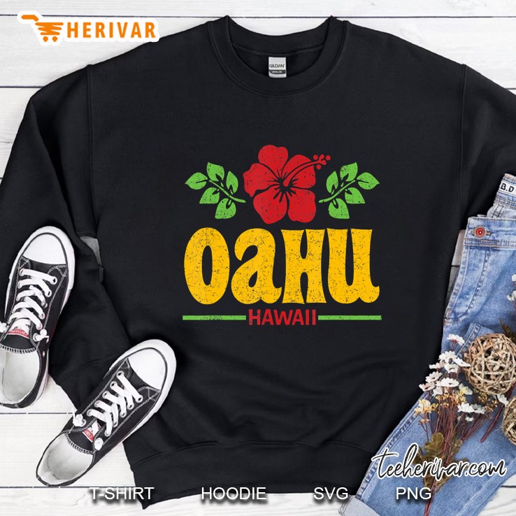 Oahu Hawaii Red Flowers Version Sweatshirt