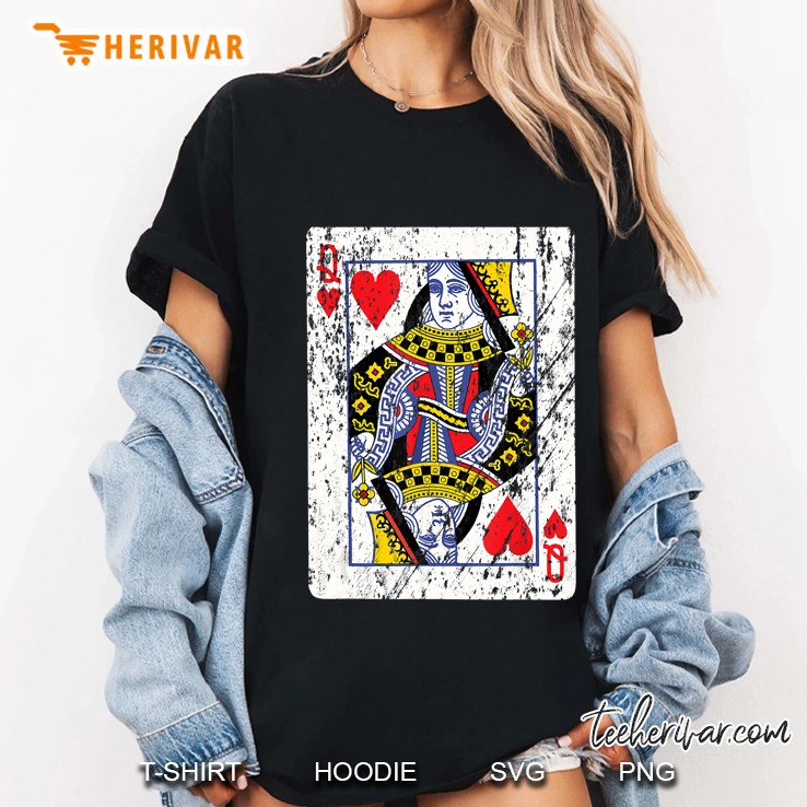 Playing Card Queen Of Hearts Grunge Version Ladies Tee