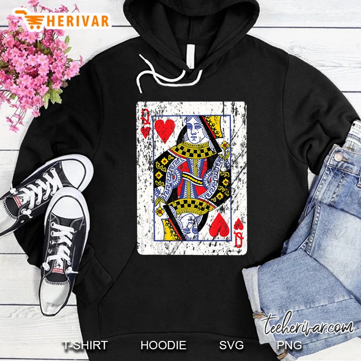 Playing Card Queen Of Hearts Grunge Version Hoodie