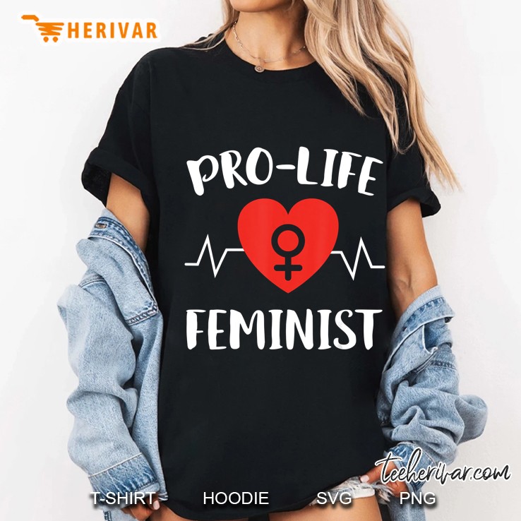 Pro-Life Feminist Heartbeat Version Ladies Tee
