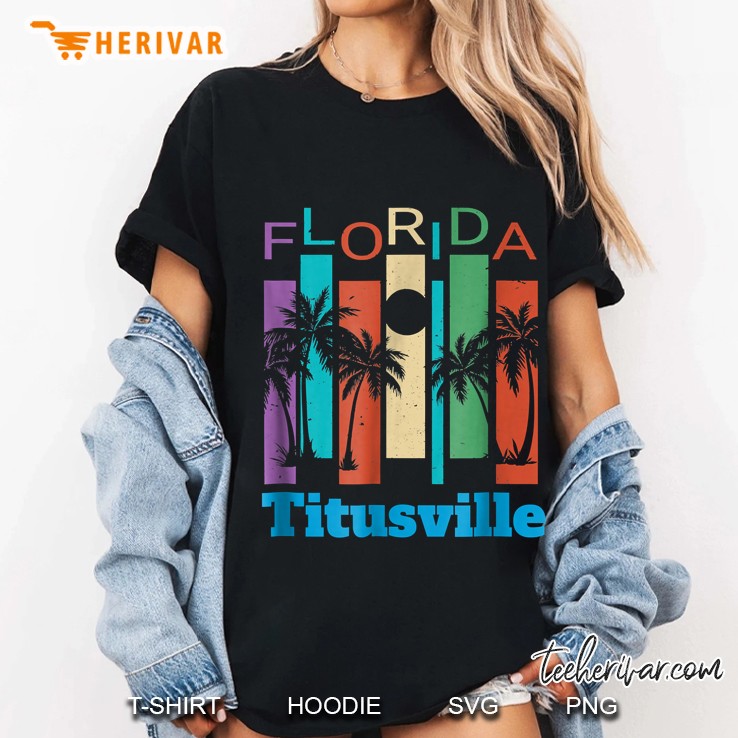 Florida Titusville Palm Tree Vintage Version Ladies Tee