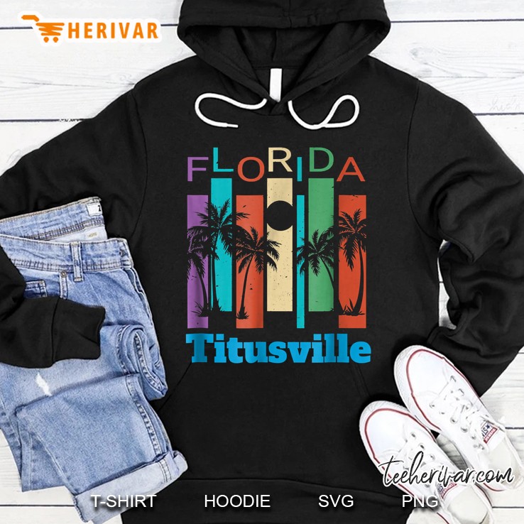 Florida Titusville Palm Tree Vintage Version Hoodie