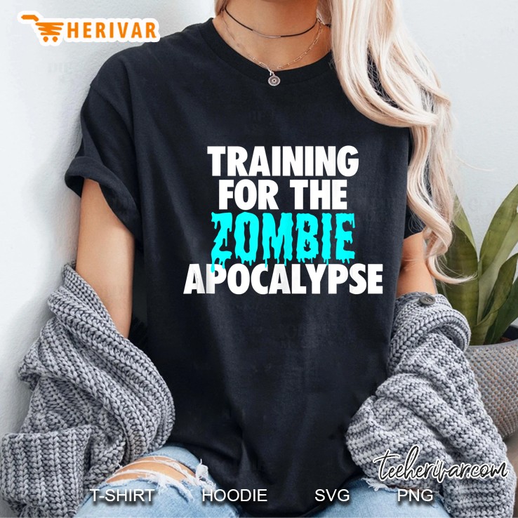 I Am Training For The Zombie Apocalypse Black Version Ladies Tee