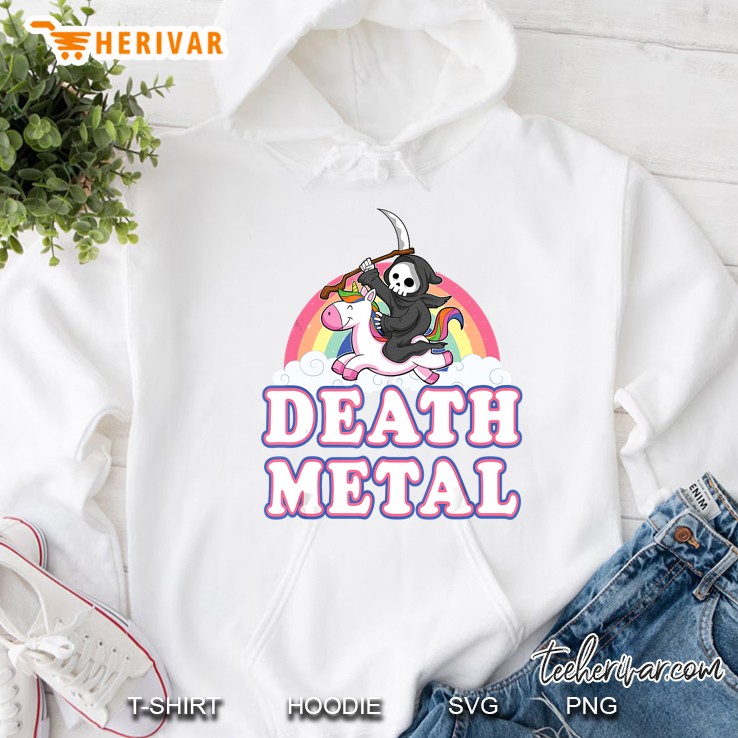 Death Metal Rainbow Grim Reaper Unicorn White Version Hoodie